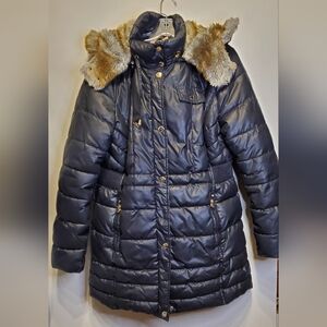 327. Laundry by Design Puffer Coat with Faux Fur Hood